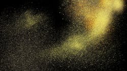 Freeze Motion Of Yellow Powder Exploding Isolated On Black Dark Background Abstract Design Of Yellow Dust Cloud Particles Explosion Screen Saver Wallpaper