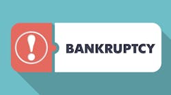 Bankruptcy Button In Flat Design With Long Shadows On Turquoise Background2