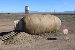 The Big Idaho&circledR; Potato Hotel is a 28-foot long, 12-foot wide and 11.5-foot tall potato firmly planted in an expansive field in South Boise with breathtaking views of the Owyhee Mountains.