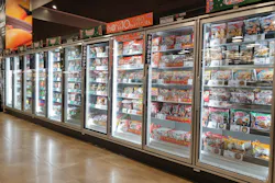 Interior view of the huge fridge with various brand frozen food in Aeon mall Asahikawa, Japan Interior view of the huge fridge with various brand frozen food in Aeon mall Asahikawa, Japan