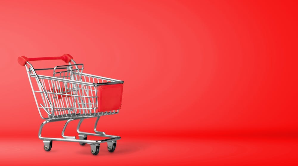 Grocery Cart Red Background