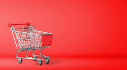 Grocery Cart Red Background
