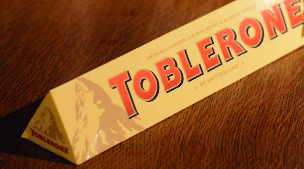 Mondelez Scrubs Swiss Flag, Matterhorn Imagery from Toblerone Packaging ...