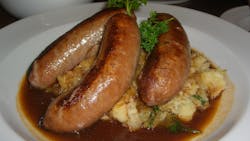 'Pork Sausages and Parsnip and Winter Vegetable Mash - Queenscliff Inn' 'Pork Sausages and Parsnip and Winter Vegetable Mash - Queenscliff Inn'