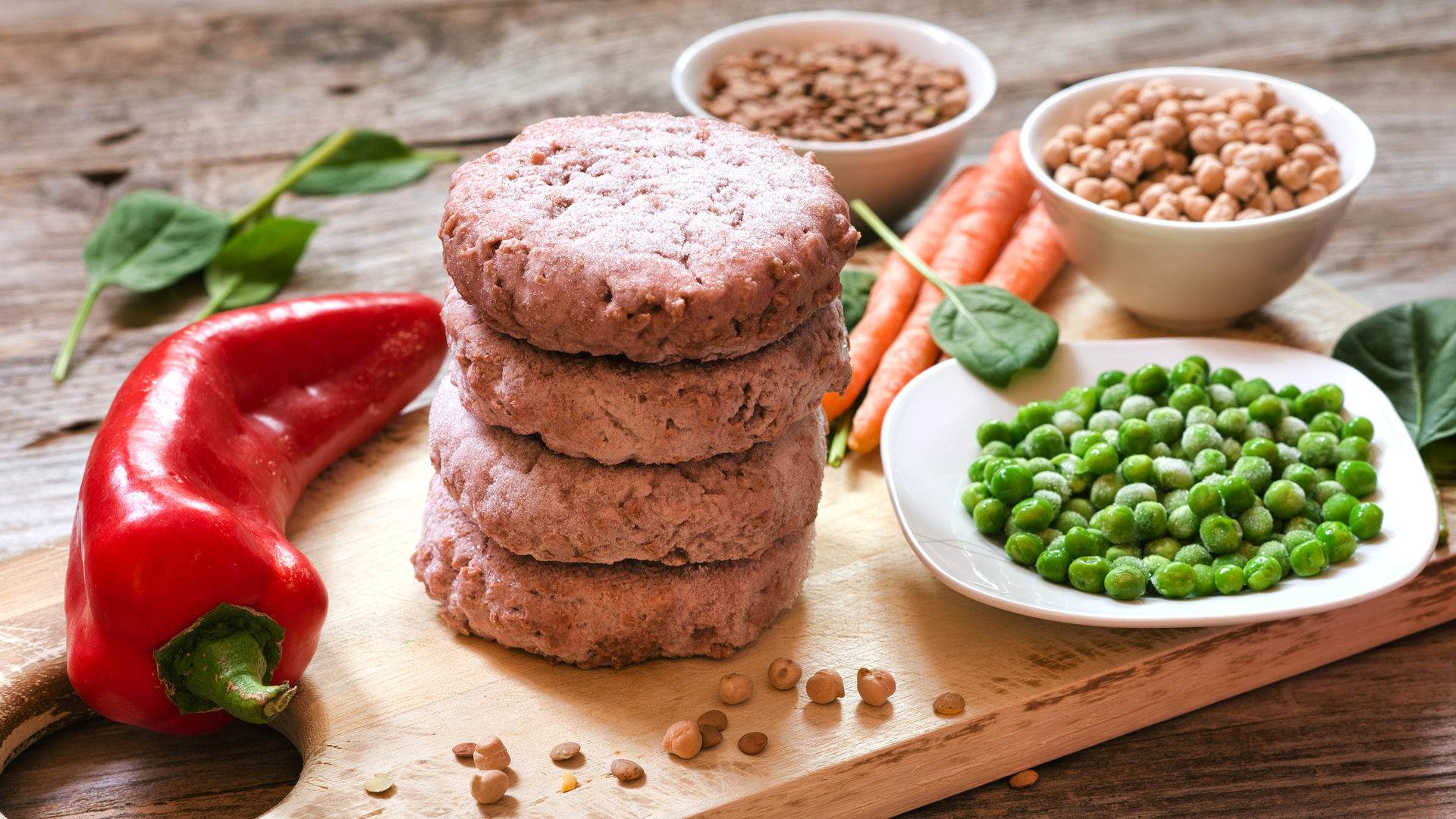 Veggie burger patties or plant based meat