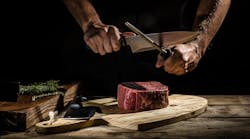 butcher knife steel steak meat