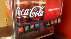 "Coca Cola Drink Fountain Dispenser 'Coca Cola Makes the Meal' machine at Popeyes Louisiana Kitchen, Popeye's Chicken.
