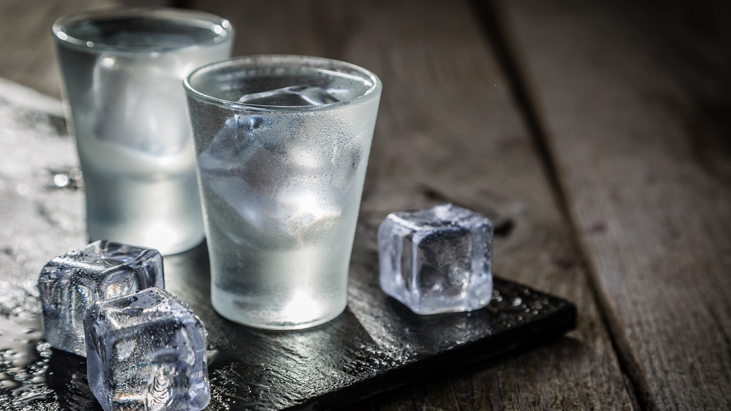 vodka shot glass ice cube