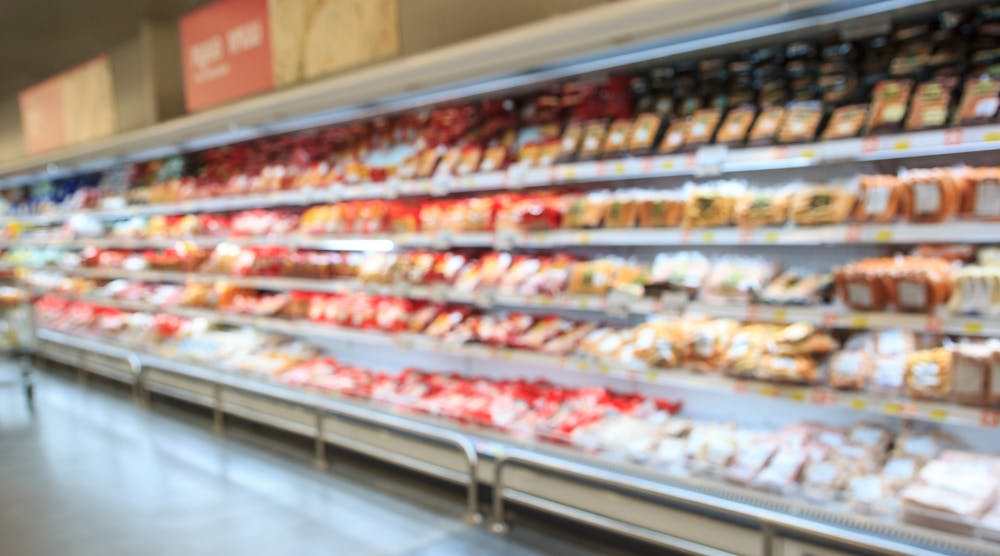 supermarket meat aisle department blurred
