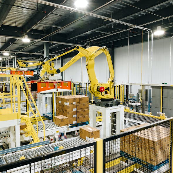Tyson Foods&apos; new Danville, Va., fully cooked processing plant features robotic palletizers at the end of its highly automated processing lines.