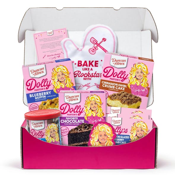 The limited-edition, exclusive Dolly Parton&rsquo;s Bake Like a Rockstar Baking Collection includes her new Duncan Hines&rsquo; Dolly Parton&rsquo;s Blueberry Muffin Mix, Cinnamon Swirl Crumb Cake Mix, Favorite Chocolate Cake Mix and Creamy Chocolate Buttercream Frosting, along with exclusive, limited-edition Dolly keepsakes. It&rsquo;s available online at bakingwithdolly.com beginning at 3 pm ET on Wed., Jan. 24th, while supplies last.