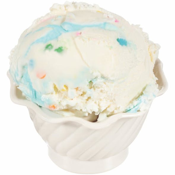 Some of the colorful swirls in birthday cake ice cream are from titanium dioxide and red 3.