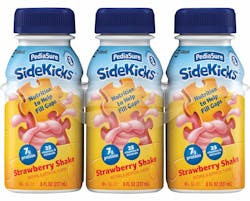 In addition to protein and 25 vitamins and minerals, PediaSure Sidekicks in strawberry have FD&C Red No. 3. In addition to protein and 25 vitamins and minerals, PediaSure Sidekicks in strawberry have FD&C Red No. 3.