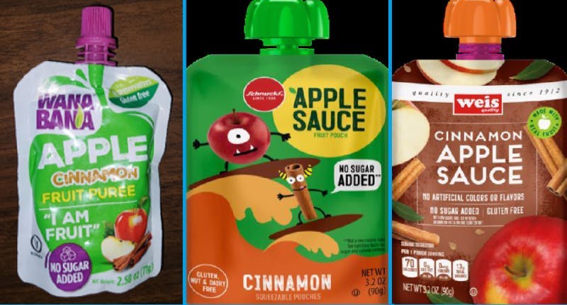 Recalled cinnamon applesauce and apple puree products.