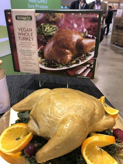 NoPigNeva's Vegetarian Plus brand created an entire turkey out of soy. NoPigNeva's Vegetarian Plus brand created an entire turkey out of soy.