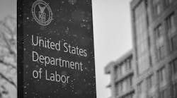 "Snowy Labor Department Sign"