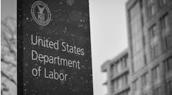 "Snowy Labor Department Sign"