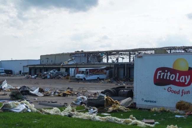 A Dayton, Ohio, Frito-Lay distribution center lay in ruins after a tornado hit the facility the night of May 27, 2019.