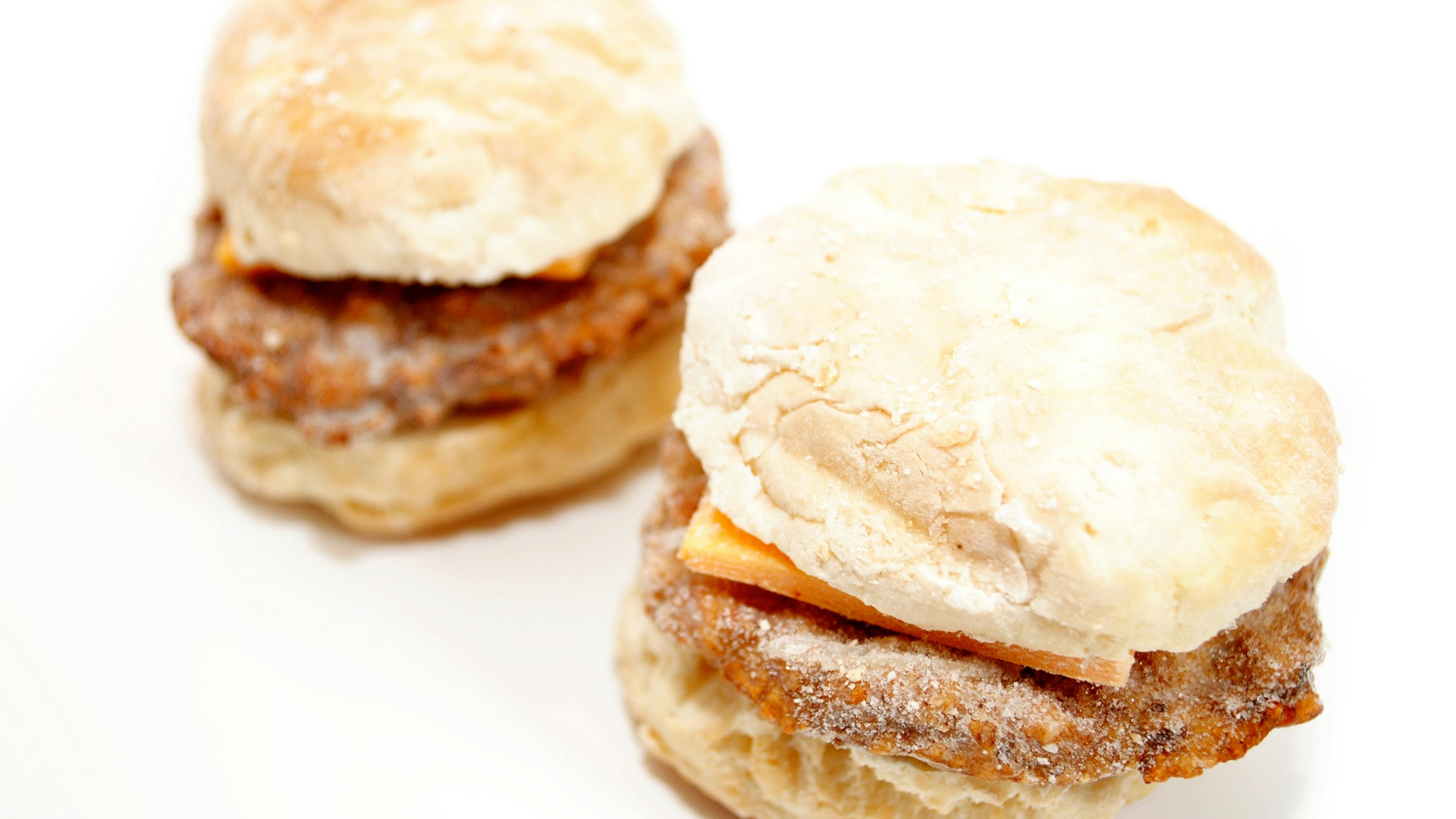 Two Frozen Sausage and Cheese Sandwiches