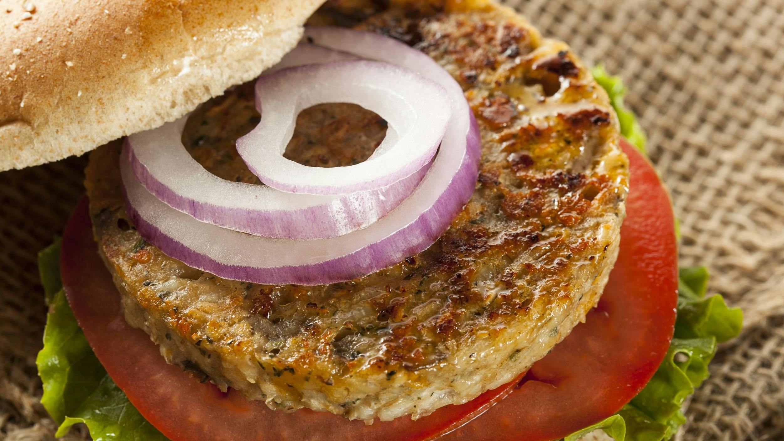 Organic Grilled Black Bean Burger with Tomato and Lettuce