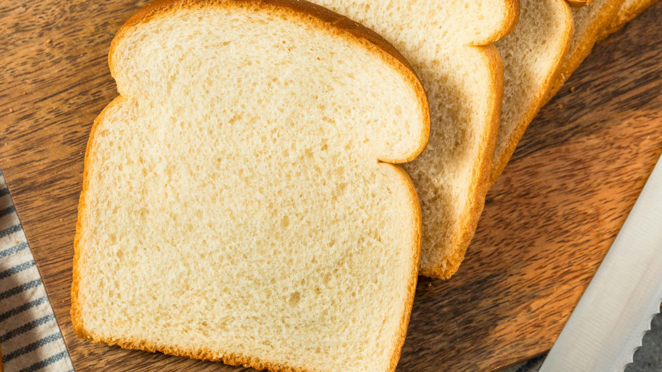 Healthy White Sandwich Bread Loaf Cut into Slices