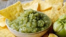 Green Tomatillo Salsa (salsa Verde Cruda) With Corn Tortilla Chips Nachos Green Tomatillo Salsa (salsa Verde Cruda) With Corn Tortilla Chips Nachos