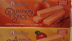 'Voortman Limited Edition Pumpkin Spice and Apple Crisp Wafers' 'Voortman Limited Edition Pumpkin Spice and Apple Crisp Wafers'