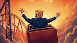 2025 Food & Beverage Industry Outlook: Expect the Unexpected: Cartoon of Donald Trump on Roller Coaster 2025 Food & Beverage Industry Outlook: Expect the Unexpected: Cartoon of Donald Trump on Roller Coaster