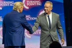 Donald Trump shaking Robert F. Kennedy's hand. Donald Trump shaking Robert F. Kennedy's hand.