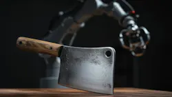 Meat knife in front of robot arm