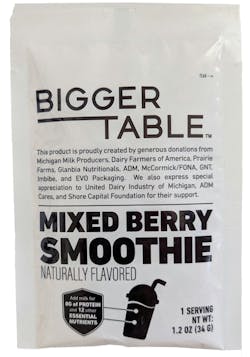 Bigger Table brought together suppliers to produce nearly one million servings of a low-sugar, flavorful protein drink with 12 essential nutrients, all coming from upcycled ingredients. Bigger Table brought together suppliers to produce nearly one million servings of a low-sugar, flavorful protein drink with 12 essential nutrients, all coming from upcycled ingredients.