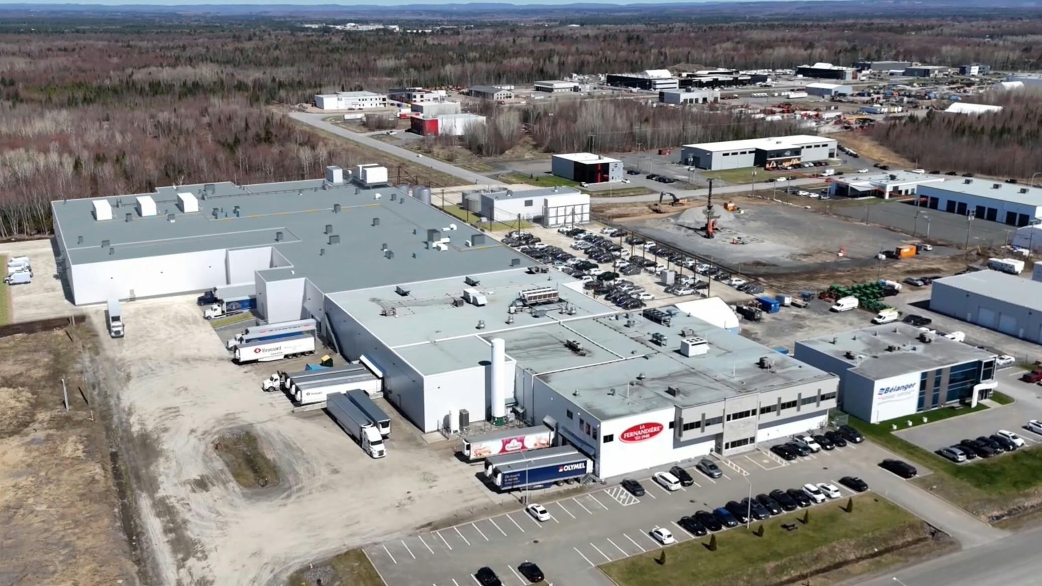Artist's rendering of future plant expansion at Olymel's La Fernandi&egrave;re plant (expansion is at the back of the facility in this image).