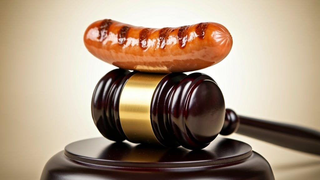 sausage with courtroom gavel ai generated image