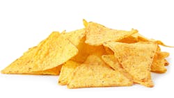 Pile of tasty Mexican nachos chips on white background Pile of tasty Mexican nachos chips on white background