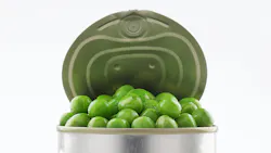 Open tin cans green Peas canned food Aluminum on white background Open tin cans green Peas canned food Aluminum on white background