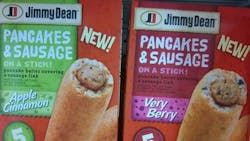Jimmy Dean Pancakes & Sausage on a Stick (Apple Cinnamon and Very Berry) Jimmy Dean Pancakes & Sausage on a Stick (Apple Cinnamon and Very Berry)