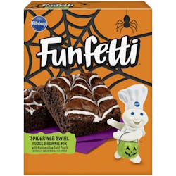 Pillsbury Funfetti brownies with spiderweb swirl design Pillsbury Funfetti brownies with spiderweb swirl design