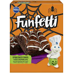 Pillsbury Funfetti brownies with spiderweb swirl design