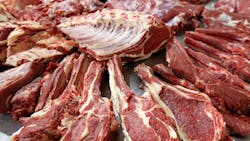chopped beef meat pieces on a market place closeup chopped beef meat pieces on a market place closeup