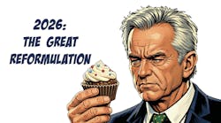 Cartoon image of RFK Jr eyeing cupcake with scrutiny Cartoon image of RFK Jr eyeing cupcake with scrutiny