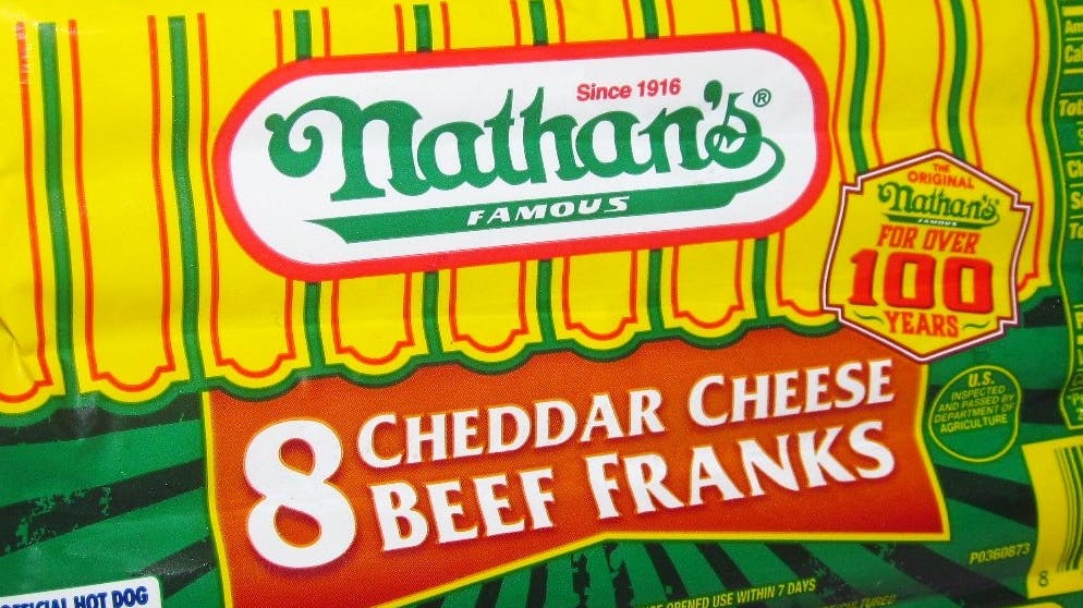 'Nathan's Famous Cheddar Cheese Beef Franks'