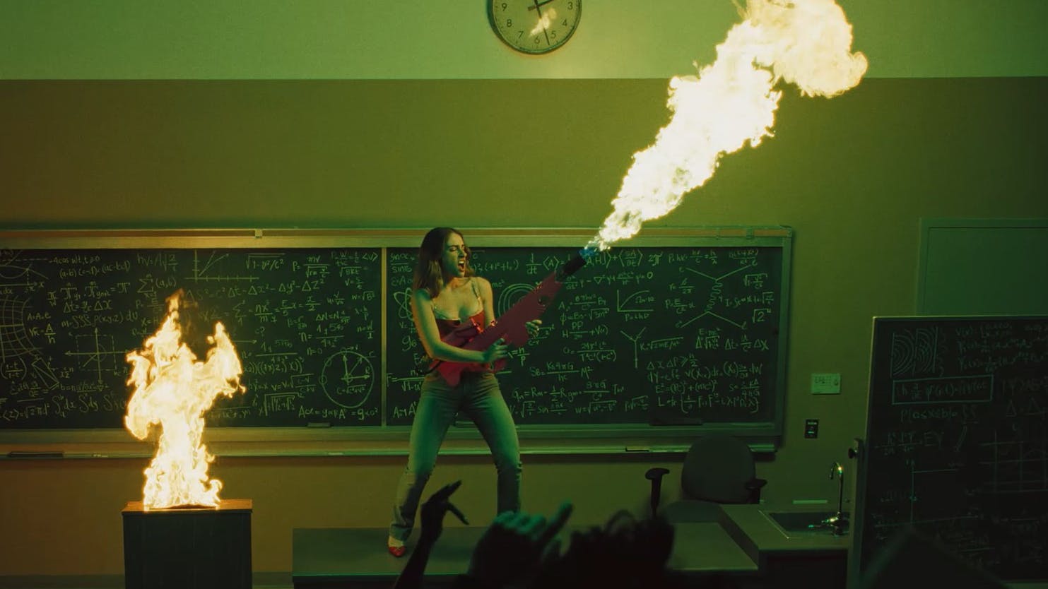Screenshot of 'fun' college classroom activity during Poppi's Super Bowl commercial.
