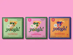 Yough frozen pizza with a protein-rich crust made from Greek yogurt Yough frozen pizza with a protein-rich crust made from Greek yogurt
