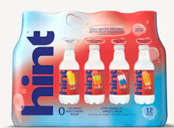 Package of Hint flavored water in patriotic colors for America's 250th birthday Package of Hint flavored water in patriotic colors for America's 250th birthday