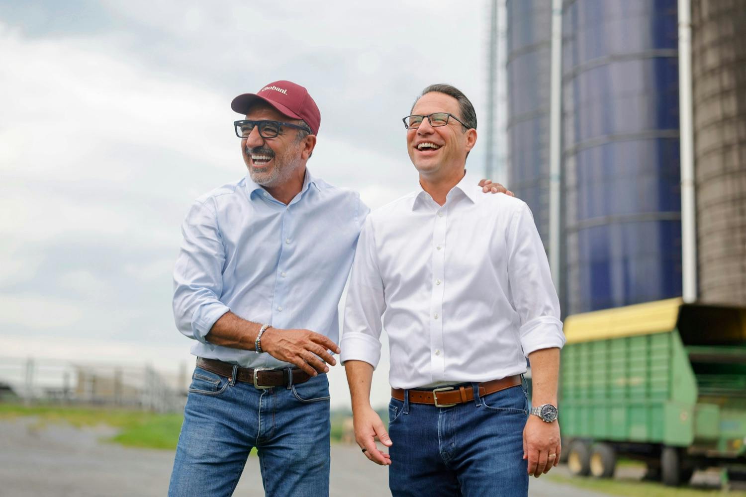Chobani's Hamdi Ulukaya (left) with Pennsylvania Governor Josh Shapiro